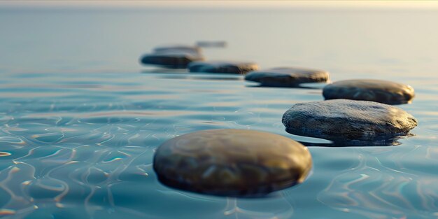 Stepping stones in the water