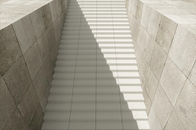 Steps and wall with grey background modern construction3d rendering