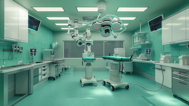 Photo sterile operating room with advanced robotic surgery tools chaos 10 ar 169 job id 78edde0c2ff1438ab0c5d888271da0f3