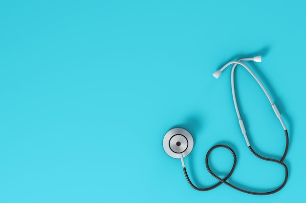 Stethoscope on blue background