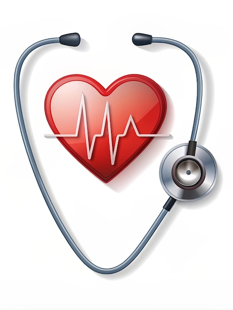 A stethoscope and a heart rate monitor logo