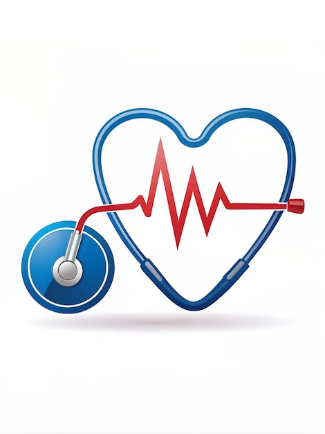 A stethoscope and a heart rate monitor logo