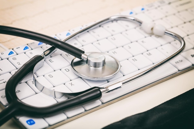 Stethoscope on a keyboard