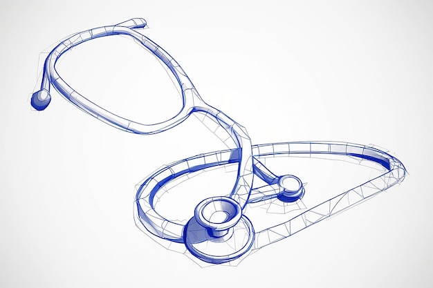 Photo stethoscope laboratory low poly wireframe mesh from polygonal design