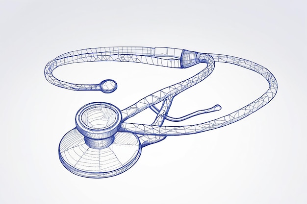 Photo stethoscope laboratory low poly wireframe mesh from polygonal design