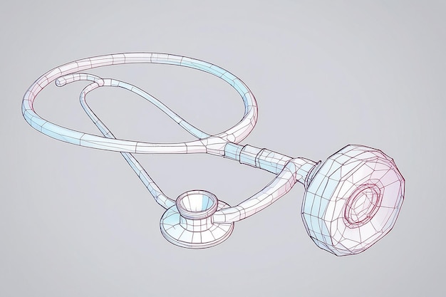 Photo stethoscope laboratory low poly wireframe mesh from polygonal design