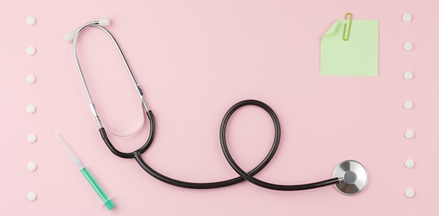 Stethoscope on a pink table