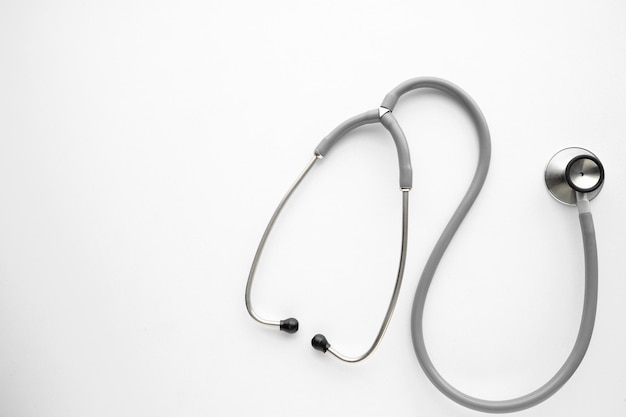 Stethoscope on white background, medical instrument.