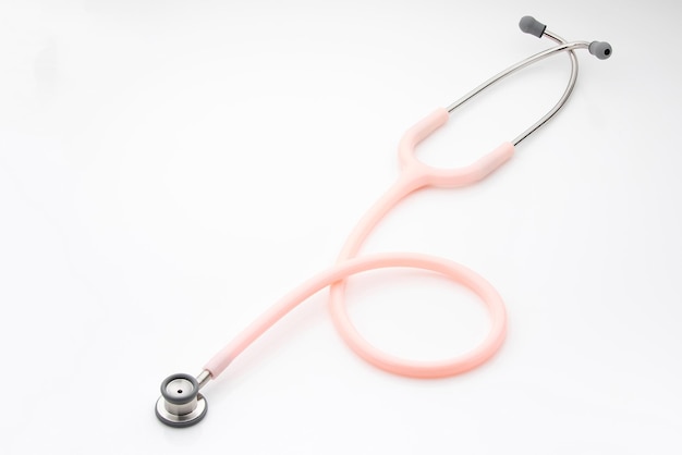 Stethoscope on a white background, top view