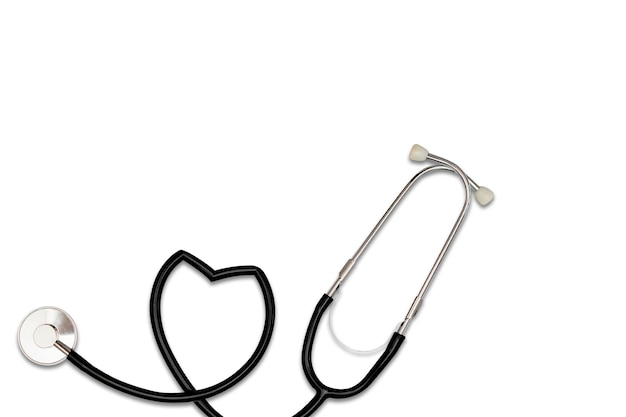 Stethoscope on white isolated background heart shaped stethoscope health care service concept