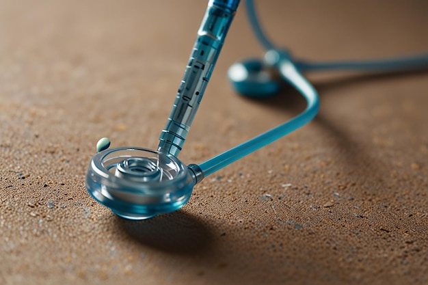 a stethoscope with a green headphones attached to it