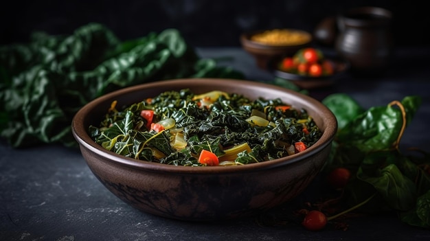 Stewed vegetables and chard clears out Creative resource AI Generated