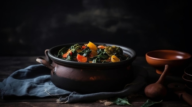 Stewed vegetables and chard clears out Creative resource AI Generated