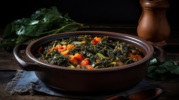 Stewed vegetables and chard clears out Creative resource AI Generated