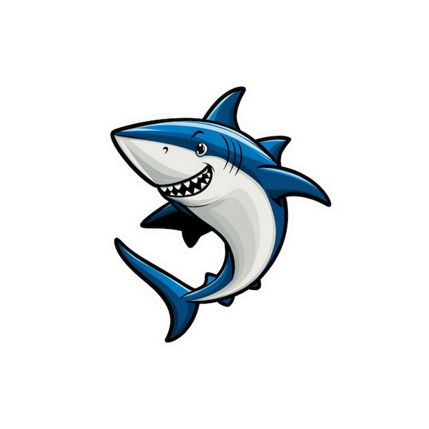 sticker of a blue shark isolated on white background