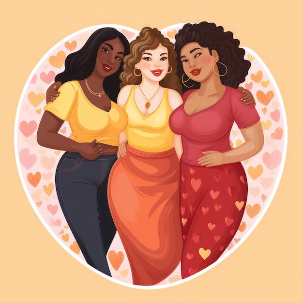 Sticker of a Body positive beyond stereotypes women who love themselves as they are