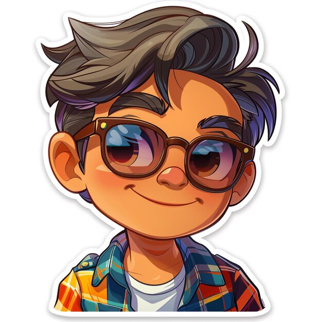 Sticker of Boy With Glasses