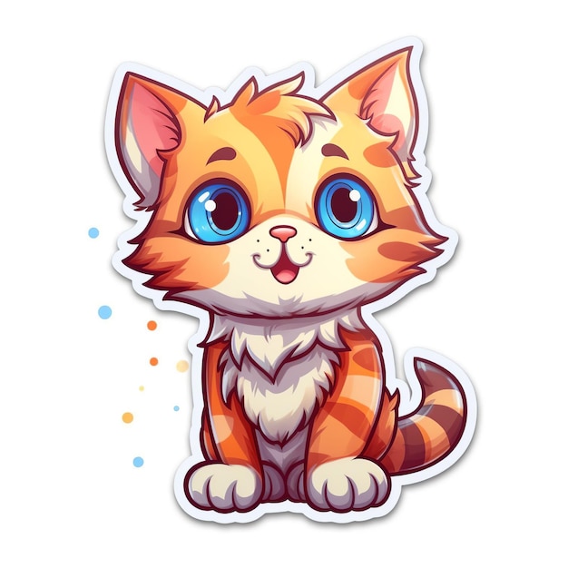 A sticker of a cat with blue eyes.