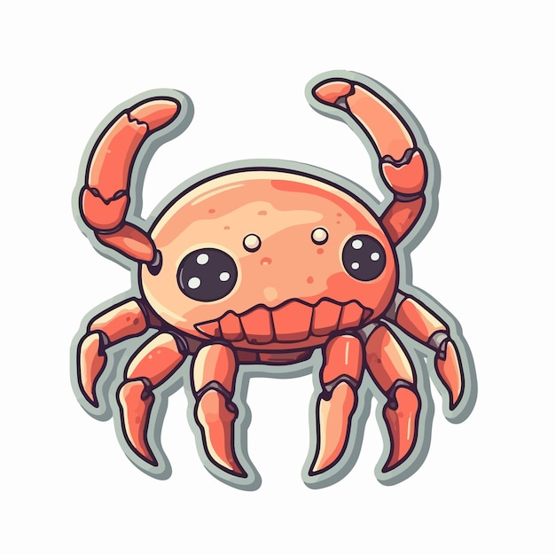 A sticker of a crab with a big smile on it.