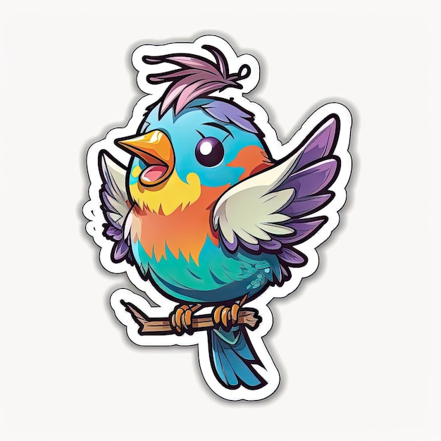 Sticker design of bird vector white background