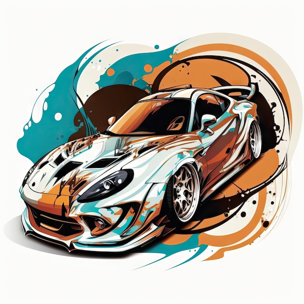 Sticker design of car vector white background