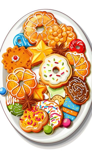 Photo sticker design of a heartshaped cookie with colorful decorations generate ai