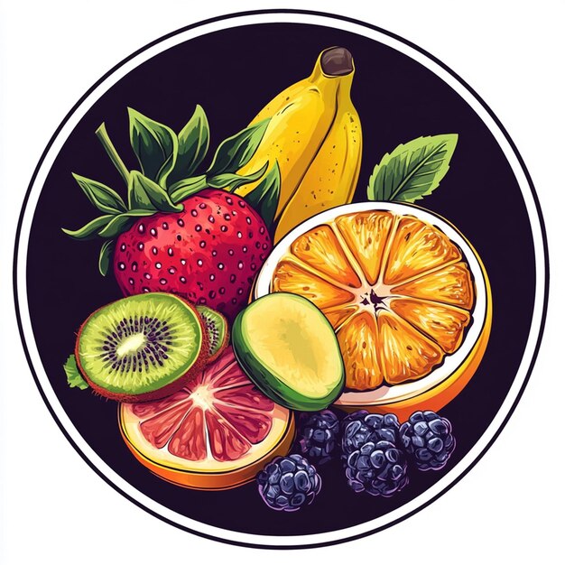 Photo sticker design with fresh fruit theme