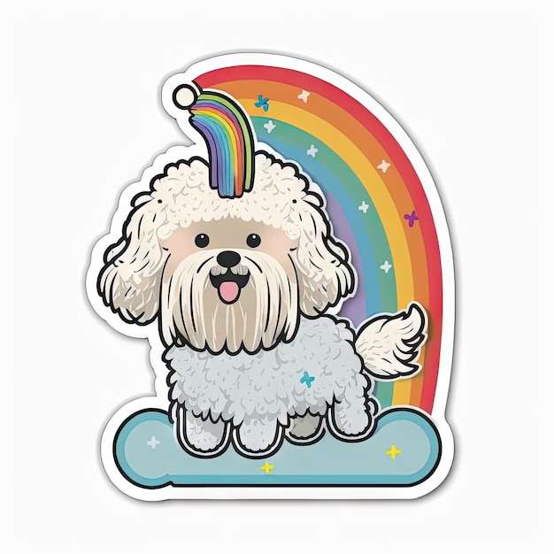 Sticker design with smile dog vector white background