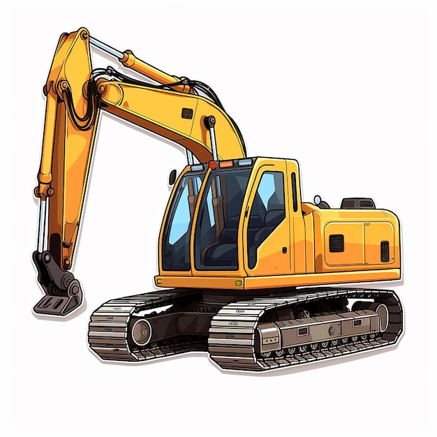 sticker of an excavator white background