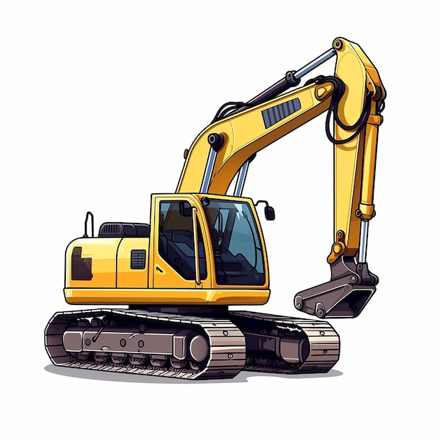 sticker of an excavator white background