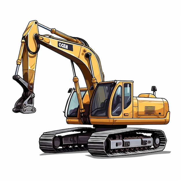 sticker of an excavator white background