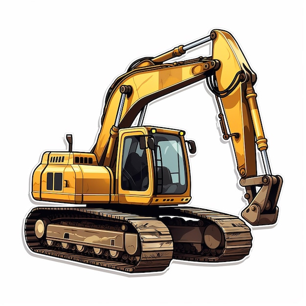 sticker of an excavator white background