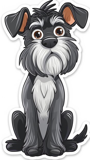 Photo sticker fun cartoon miniature schnauzer full body hd