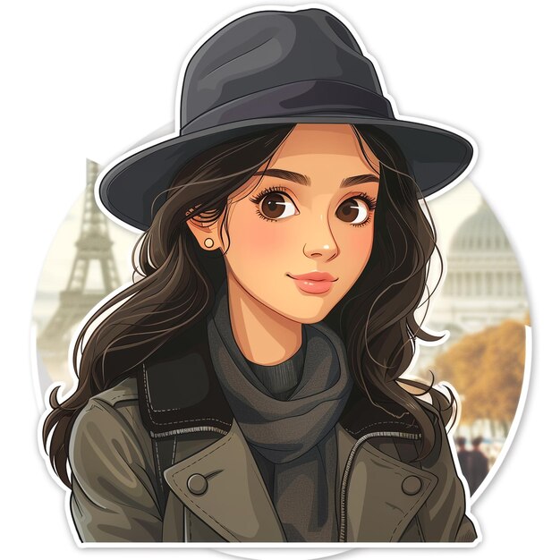 Sticker of a Girl in a Hat