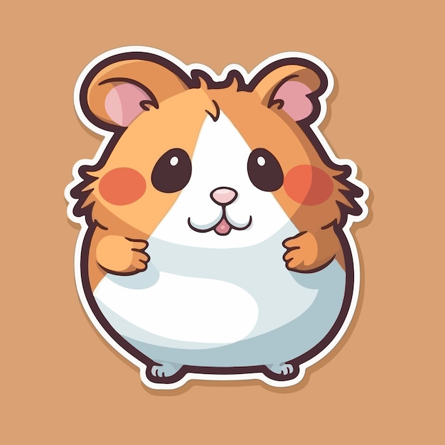 Sticker of a hamster with a brown background