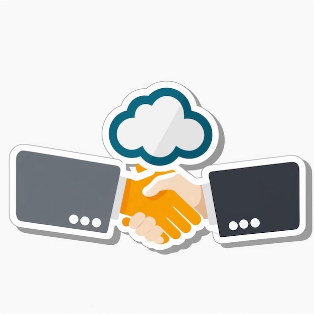 Sticker Handshake vector flat icon