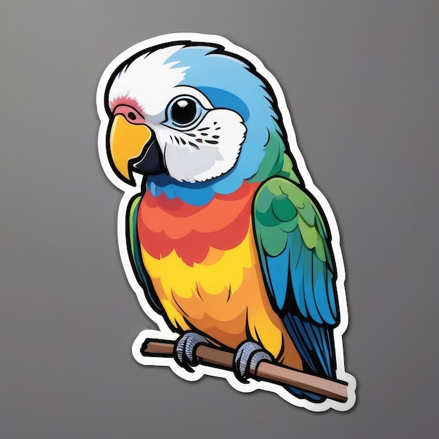 a sticker of a parrot with a sticker that says parrot on it