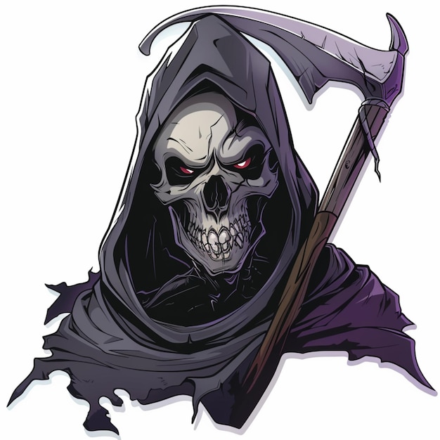 Photo sticker of a reaper showing its powerful facial expression