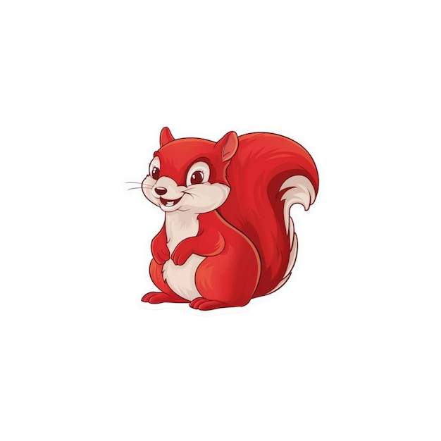 Photo sticker of a red squirrel isolated on white background