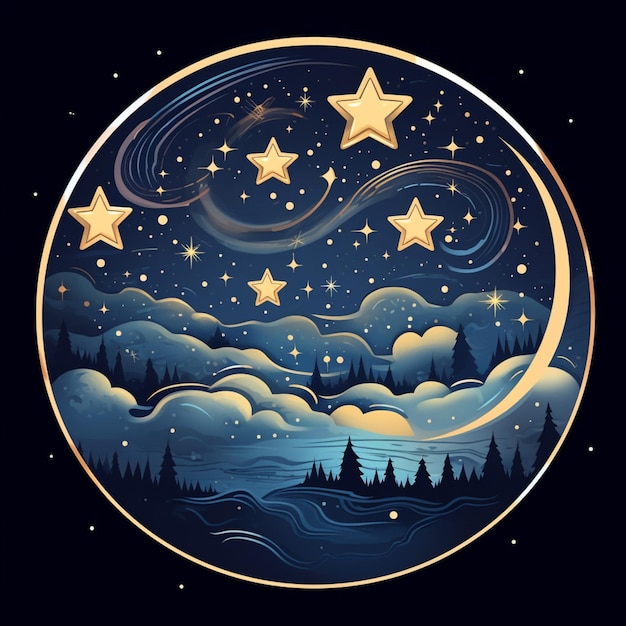 A sticker showcasing a constellation of stars in the night