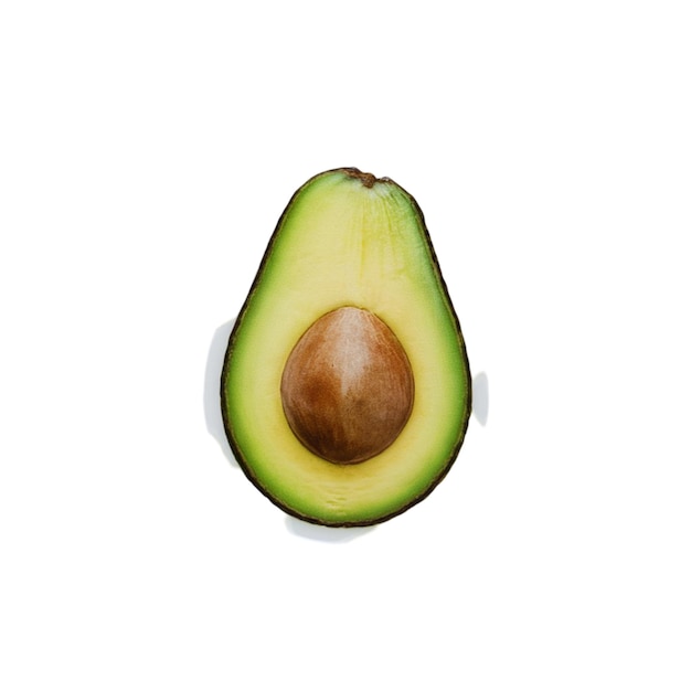 Photo sticker of a single avocado isolated on white background