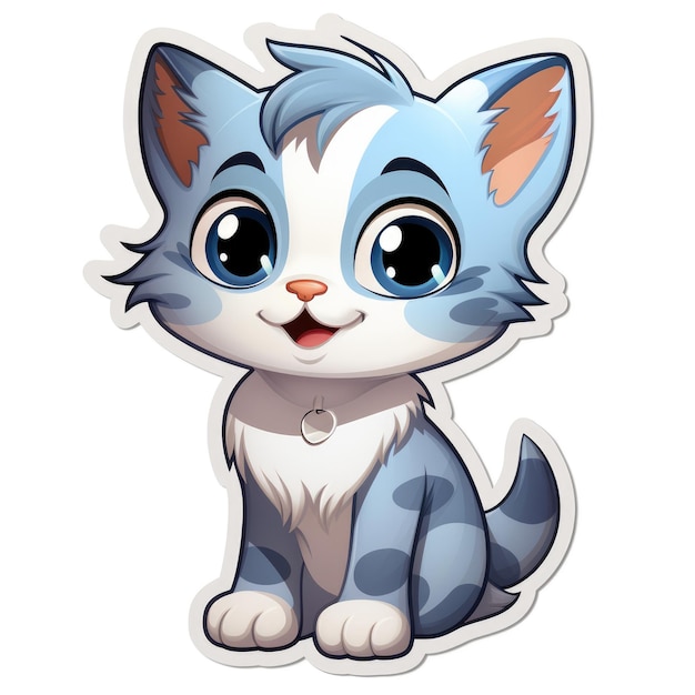 A sticker super cute baby pixar style cat AI Generative