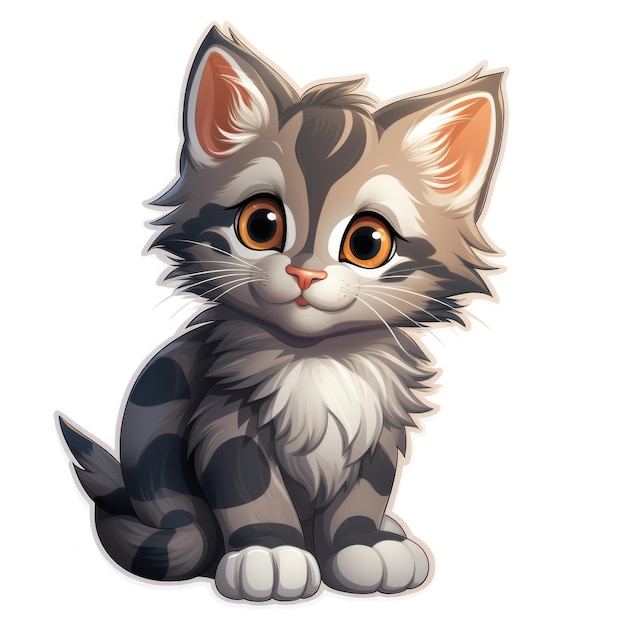 A sticker super cute baby pixar style cat AI Generative