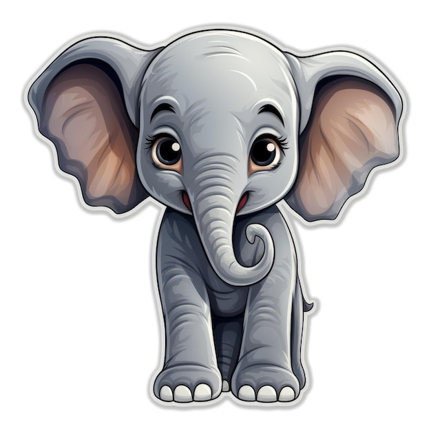 A sticker super cute baby pixar style elephant AI Generative