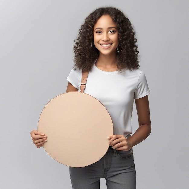 A sticker template with a student girl holding empty board generated by AI