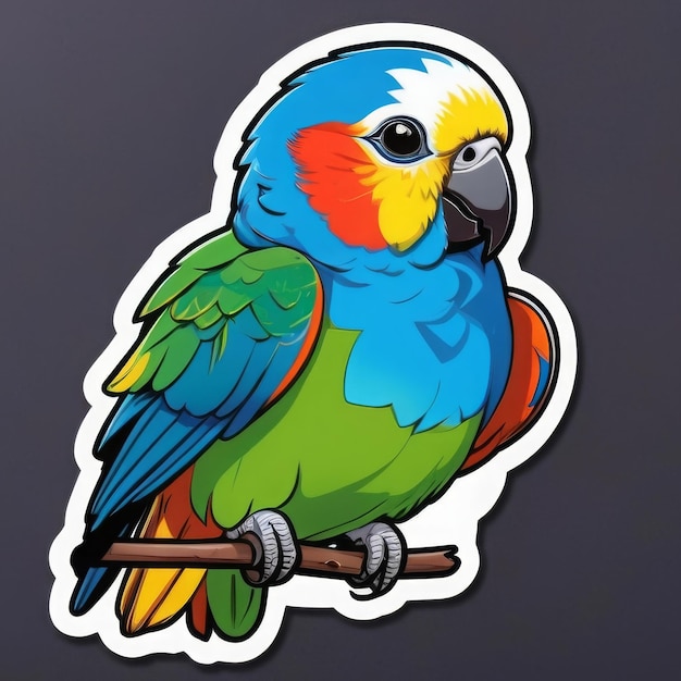 a sticker that has a parrot on it