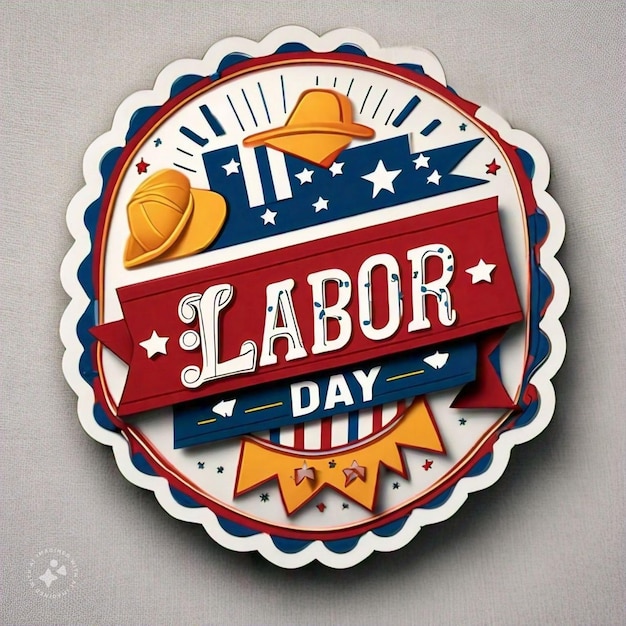 a sticker that says quot labor day day quot is on a white background