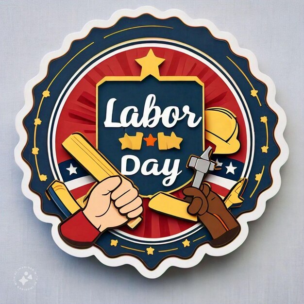 Photo a sticker that says quot labor day quot is on the front of a door