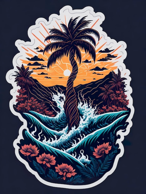 A sticker that says'palm tree'on it