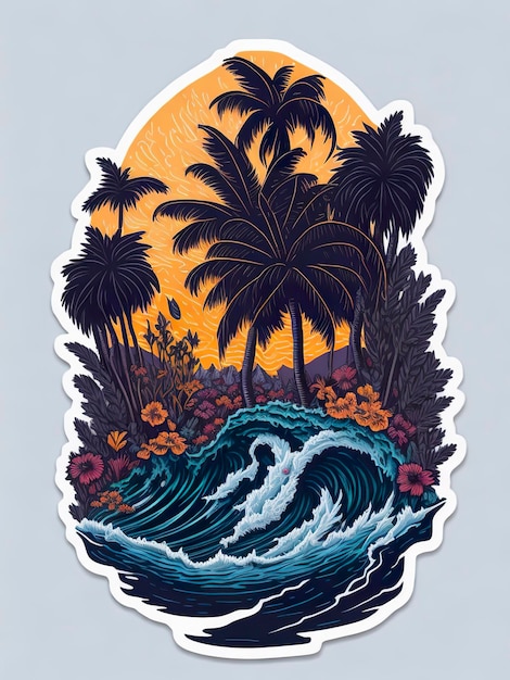 A sticker that says'palm trees'on it